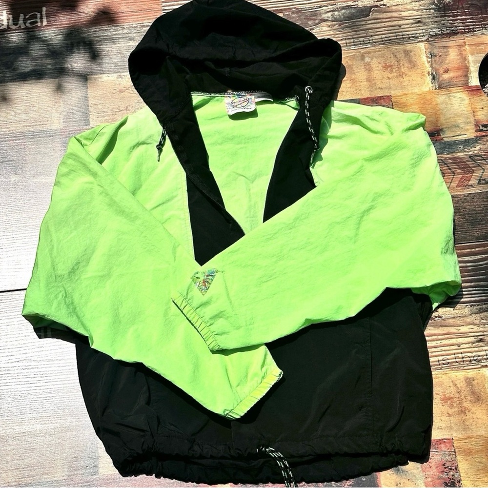 Vtg 90s Ocean Equipment Windbreaker Sz M Neon Colorblock Half Zip Nylon Dopamine